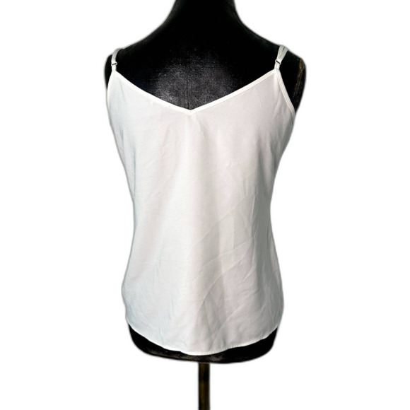 Ann Taylor Factory White Camisole – Size Small Black Lace Trim Sleeveless Top - Picture 3 of 6